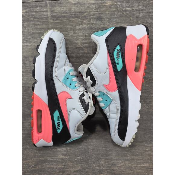 Nike Air Max 90 Leather GS 'Pure Platinum Lava Glow' Sneakers Size 4.5Y Kids - Picture 6 of 9